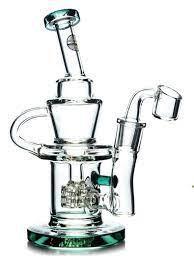 Bougie Glass - 8" Recycler Water Pipe w/ Perc - Teal